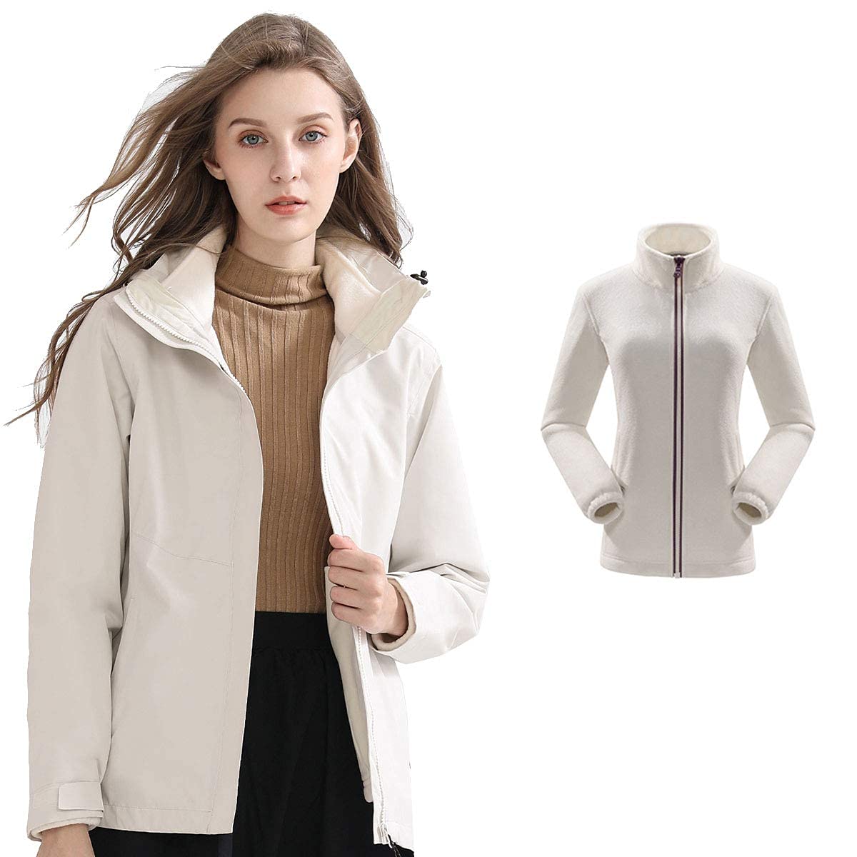 Veste de ski de neige imperméable avec doublure en molleton chaud pour femme