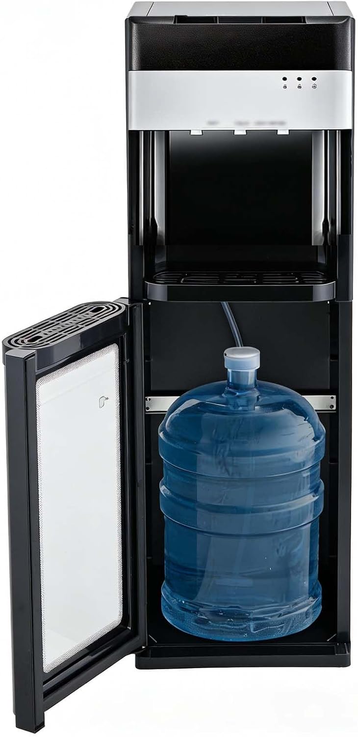 Hot Cold Water Cooler Bottom Loading, Water Dispenser with Child Saf-ety Lock and 3 Temperatures (Hot/Room/Cold), 500w Rapid Heating 8l/H, 304 Stainless Steel Tank, Freestanding for Office