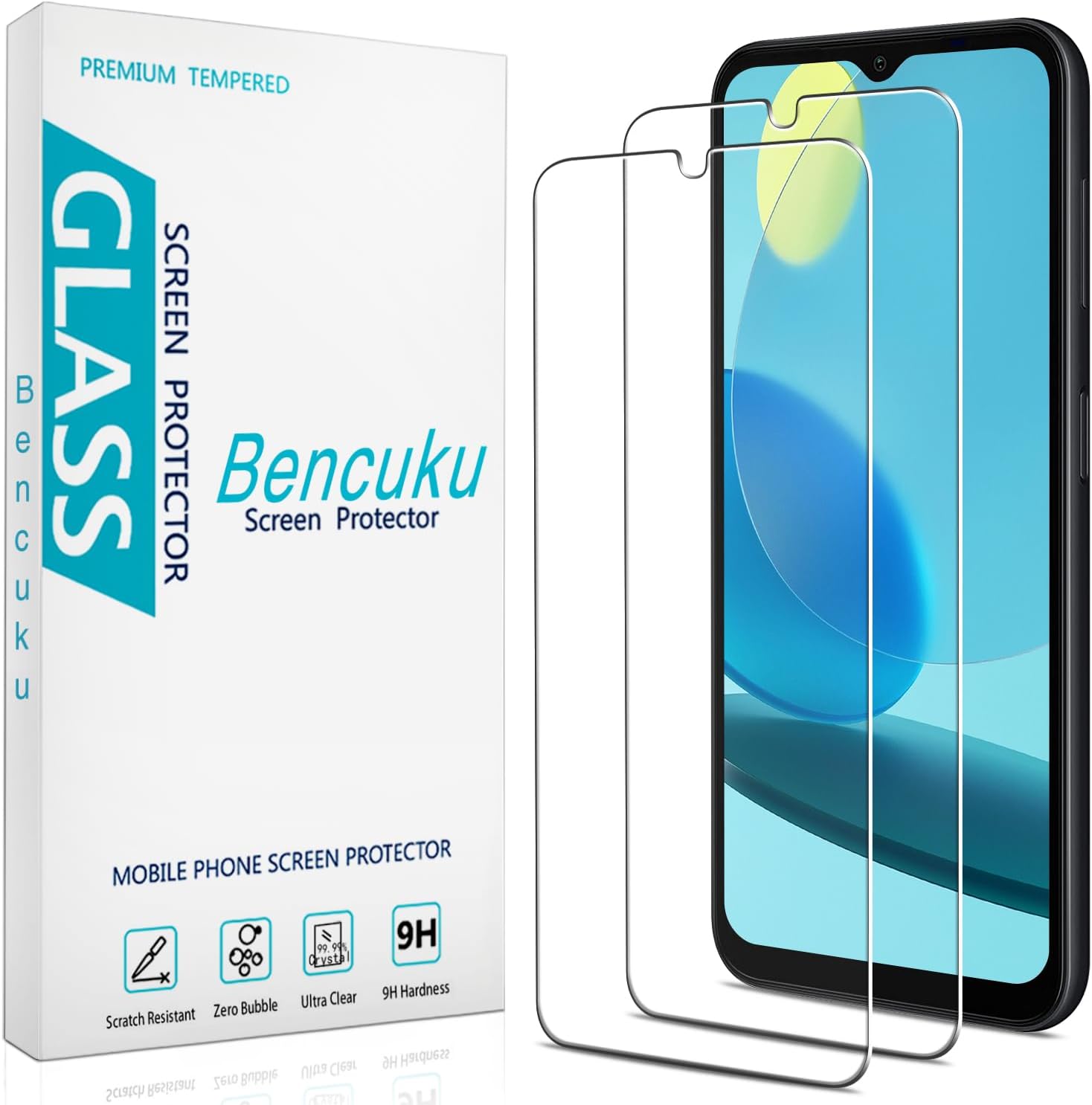 by HPTech (2 Pack) Designed for Samsung Galaxy A14 5G Tempered Glass Screen Protector, Anti Scratch, Bubble Free