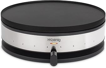 H.Koenig Crepiera elettrica KREP56, Crepiera 2 in 1, Griglia reversibile, Crepe Party, Crepes e Mini Crepes, Termostato regolabile 230°, Griglia antiaderente 33 cm e 10 cm, 1500W