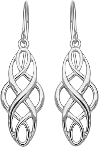 Miniatura 10 de Aretes de plata pendientes ovalados con diseño celta plata chapada en oro amarillo S2AAPYA007-6MZB900