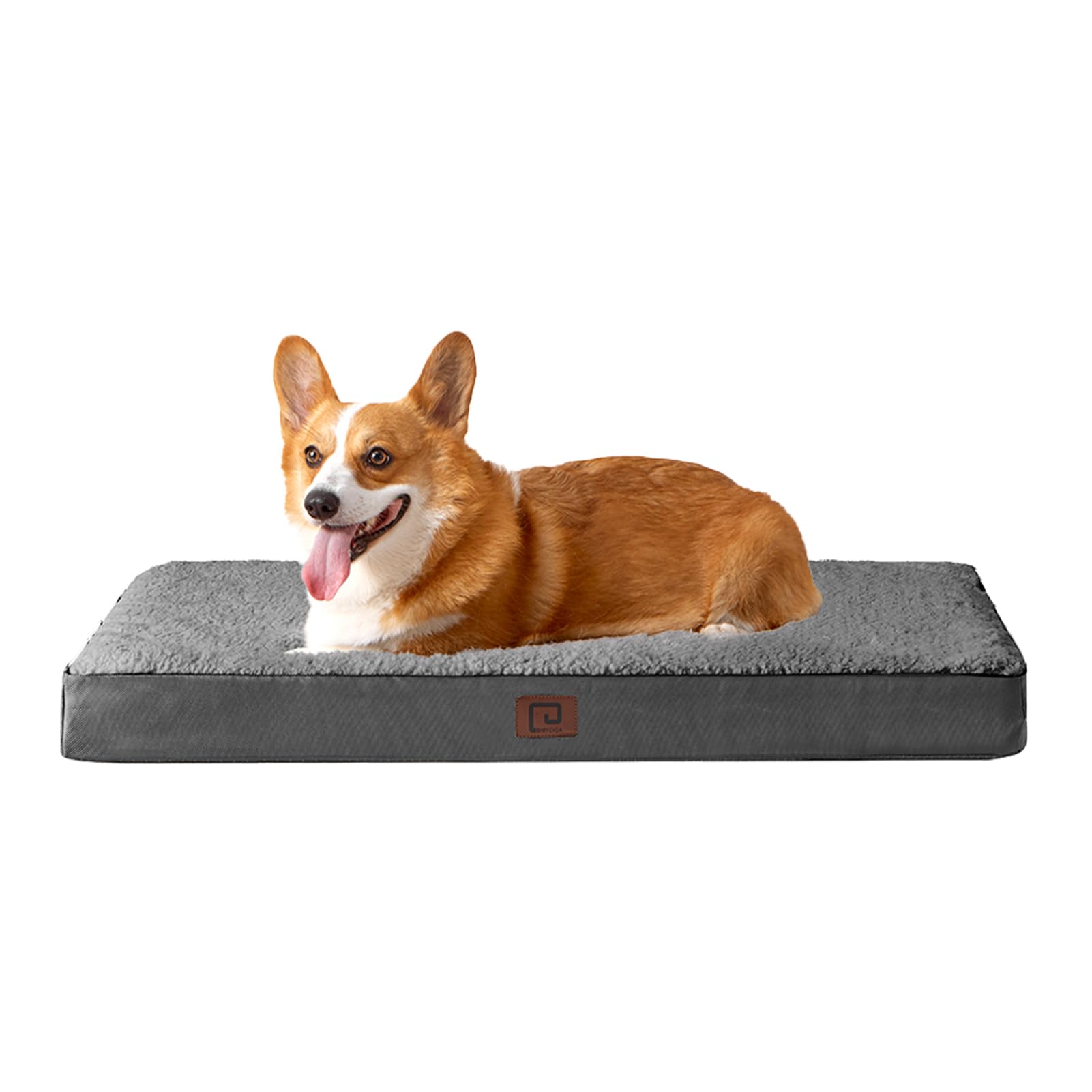 EHEYCIGA Cama Perro Grande Ortopédica, 89x58x8cm Colchon Perro con Espuma De Caja De Huevos, Colchoneta Perro Lavable, Dog Bed, Gris