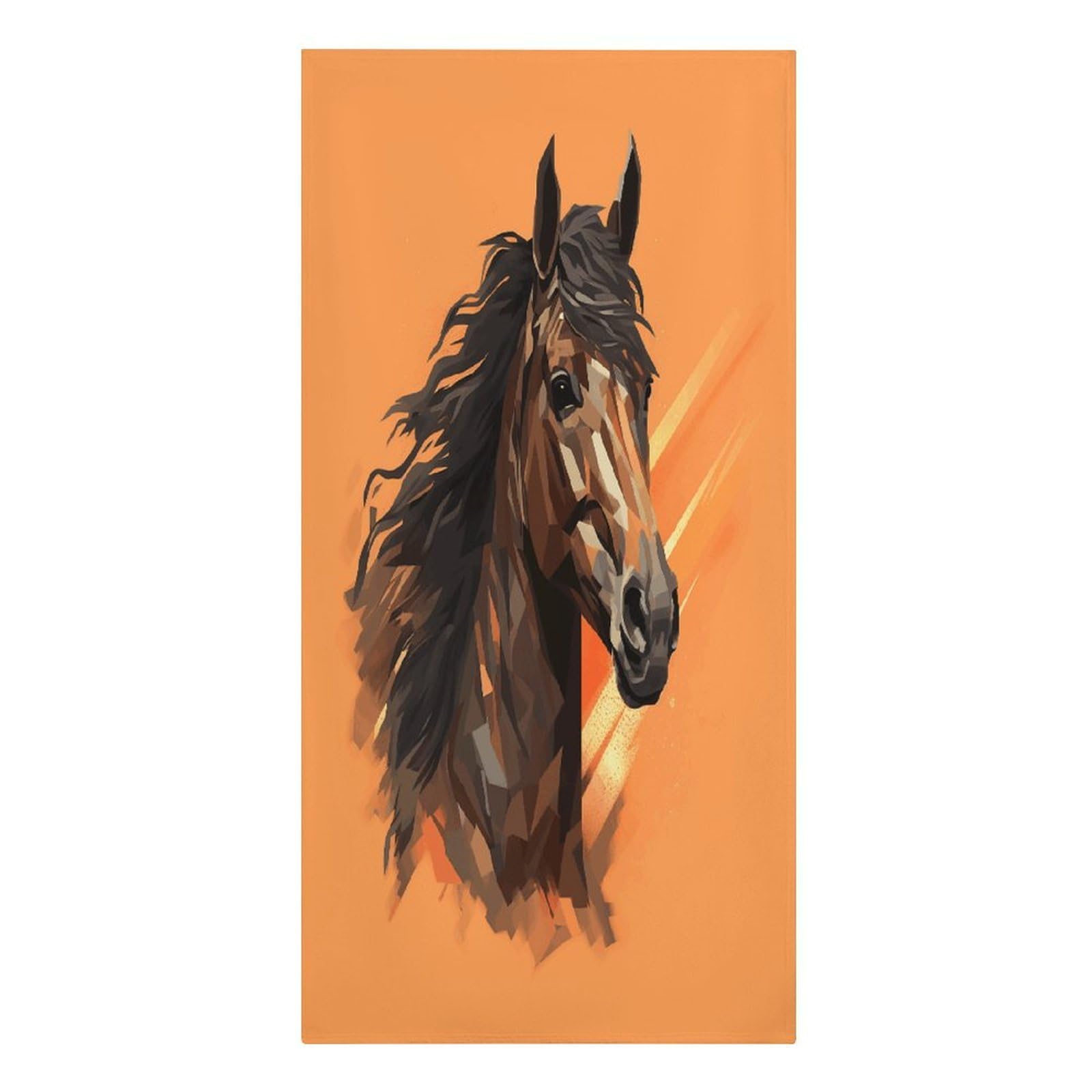 Fekiloot Men's Style Orange Background With Horse Head Large Beach Towel, Travel Towel For Adults Wo, Pool Towels For Beach, Camping, Swim Pool, Gym, Sports& Yoga 61.4"X30.3"