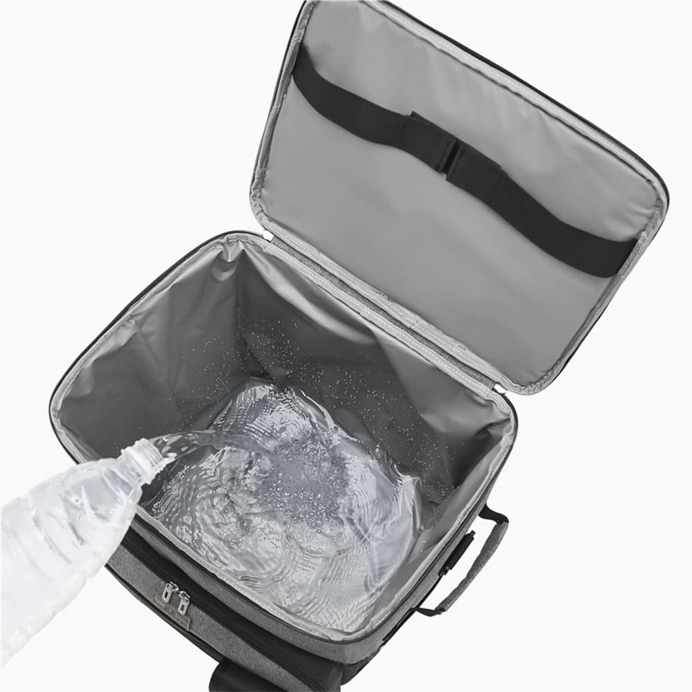 Bolsa térmica aislada plegable extendida, caja aislada con asa, enfriador de bebidas portátil con ruedas, bolsa térmica impermeable para picnic, camping, festivales y al aire libre o hogar, gris