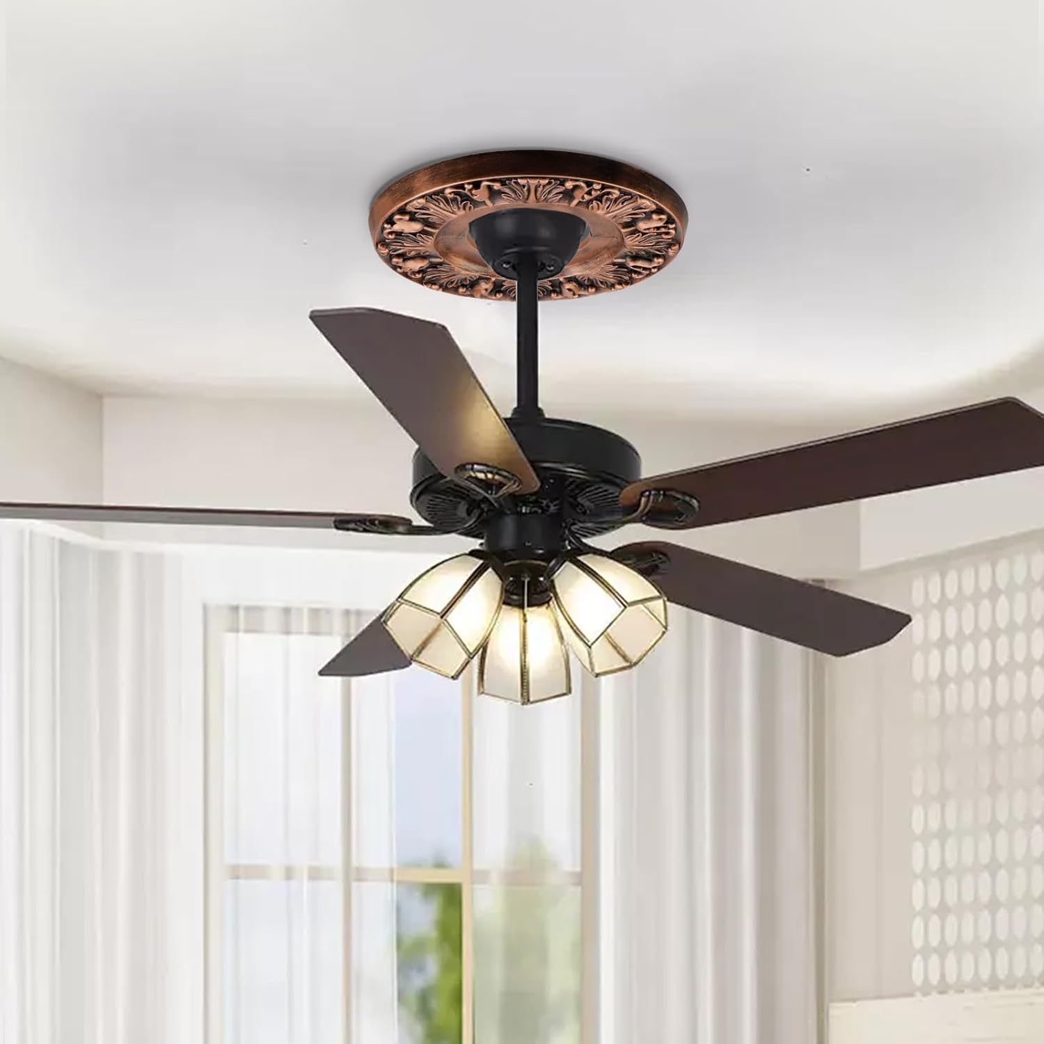 2 Pairs Split Ceiling Medallion,10" OD x 4" ID Lighting Ceiling Medallions,Round Decorative Ceiling Light Medallions-Bronze