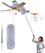Azaria Microfiber Feather Duster – Bendable & Extendable Fan Cleaning Duster with 100 Inch Expandable Pole | Washable Ceiling Fan Cleaner for High Ceilings, Window Blinds & Furniture