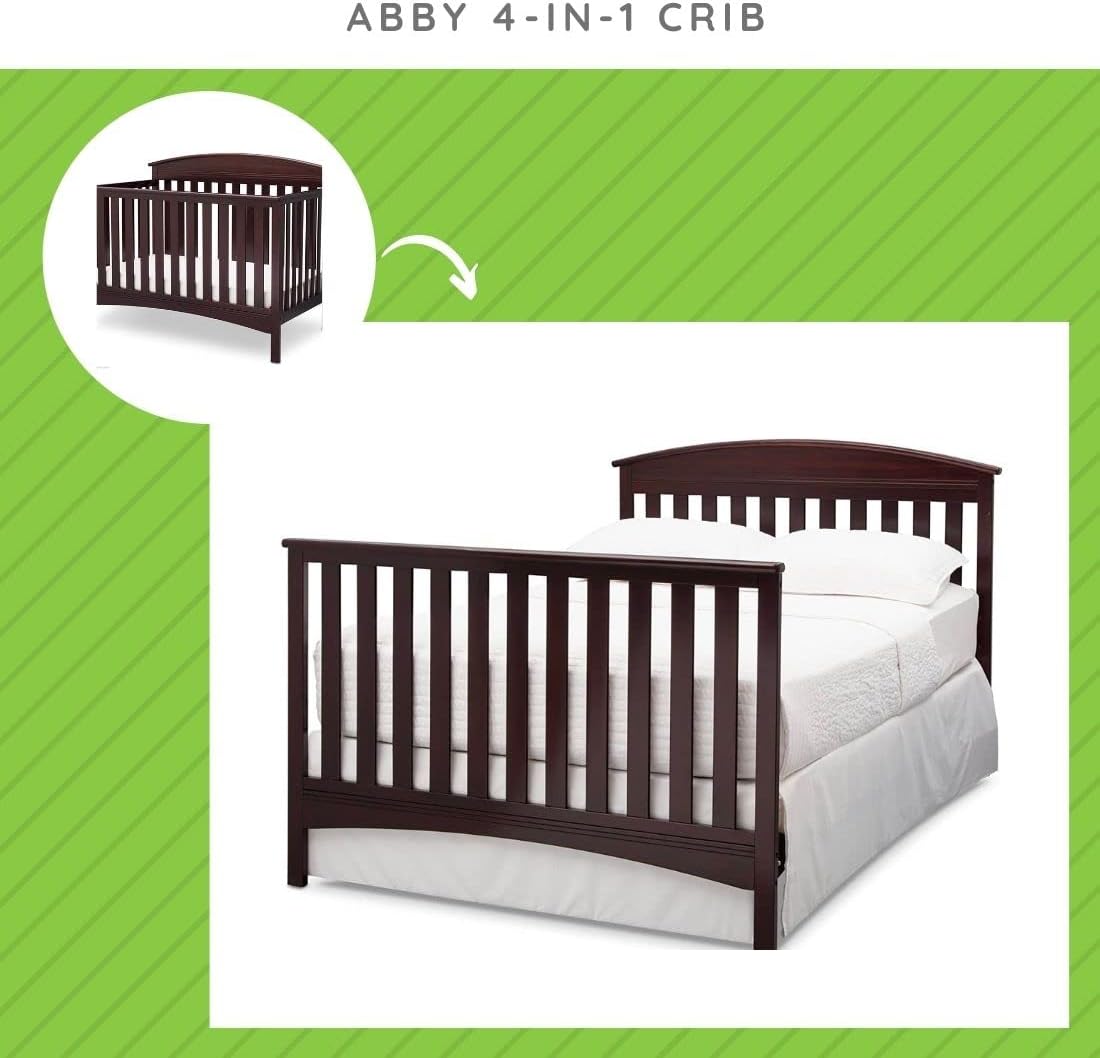 Full-Size Conversion Kit Bed Rails Compatible with Abby Convertible Cribs by Delta Children - Solid Wood Rail #0050 - Toddler & Adult Bed Rail for Full-Size - Nursery Furniture (Dark Chocolate - 207)