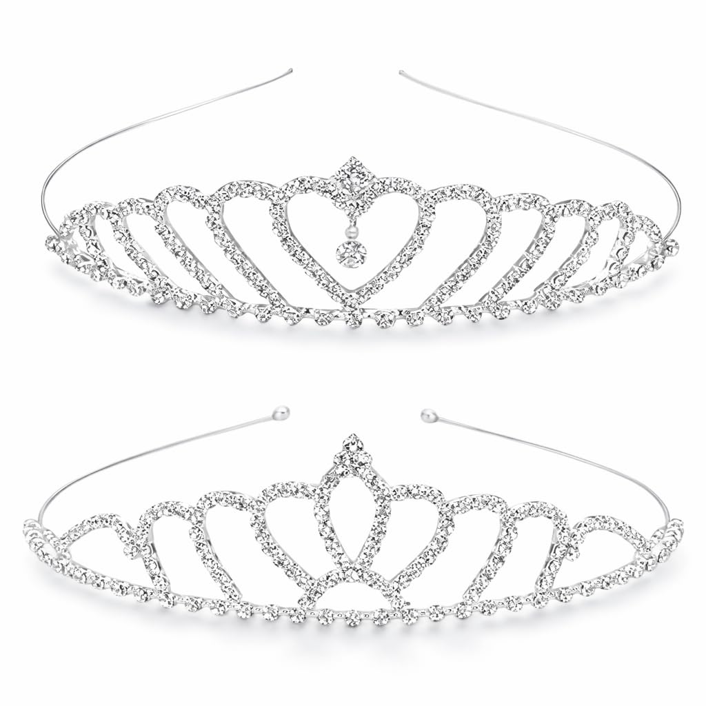 Bridal Princess Girl Tiara and Rhinestone Crown Headband Hair Accessories for Women Wedding Ceremony Party Silver color Metal thalamudi kattu/thalamudi bandham/Jada Bandlu/Muti pattaikal/hair baandukal/Kudalu byandgalu/Hair byandgalu Ideal for Women / Girls-image-37