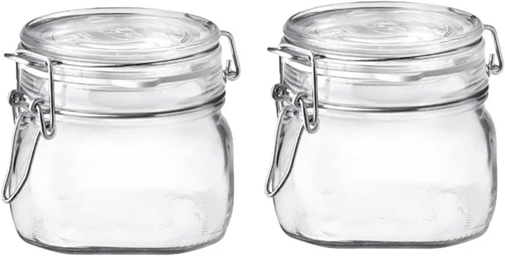 Bormioli Rocco Fido Clear Glass Jar with 85 mm Gasket,0.5 Liter (Pack of 2)