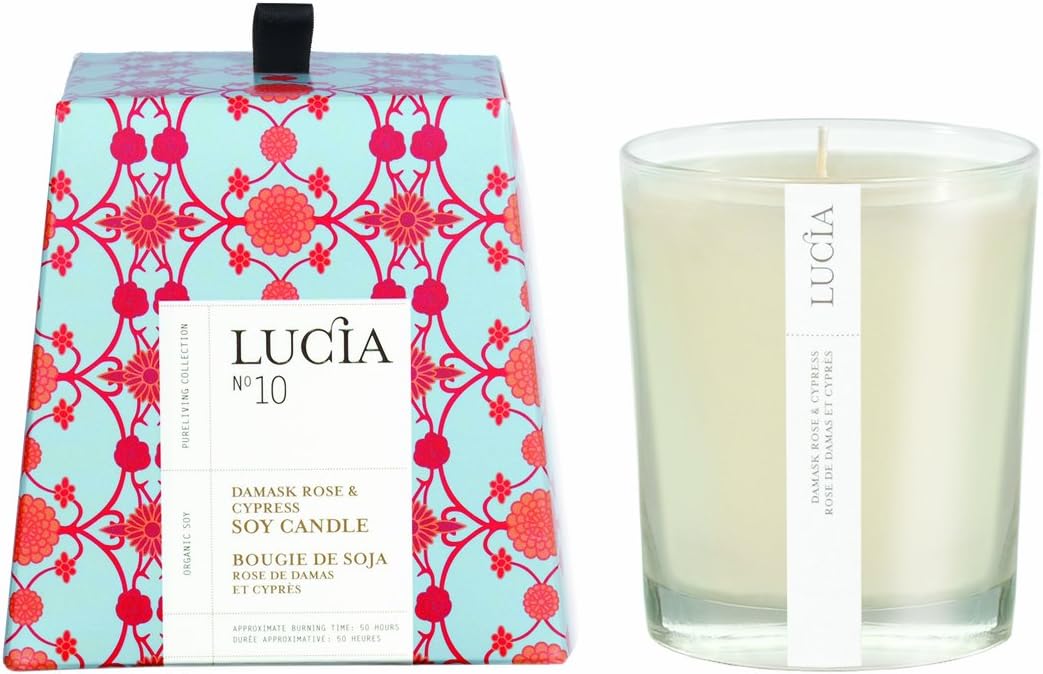 Lucia Candle, Damask Rose and Cypress, 0.47 Ounce