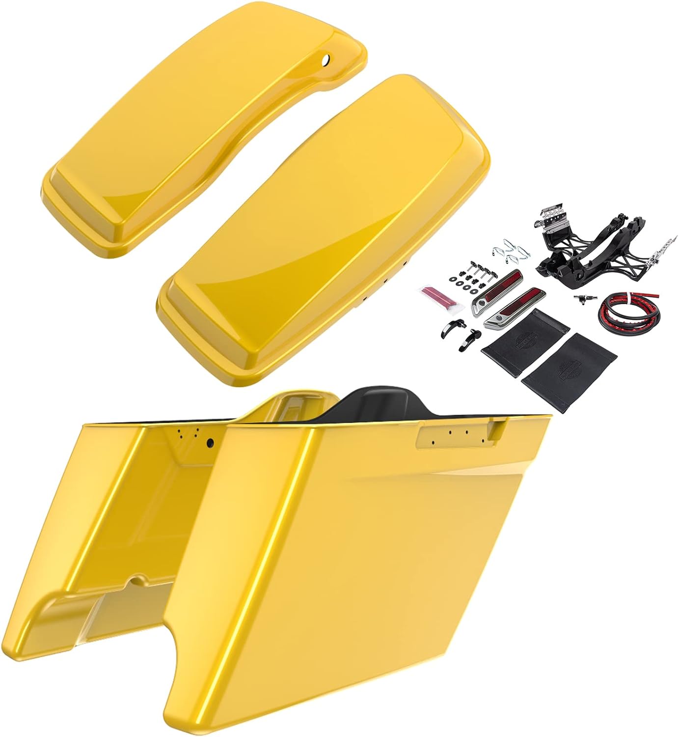 Red Hot Sunglo Stretched Saddlebags Extended Bag Rear Fender Fits 93-13 Harley E - Foto 3