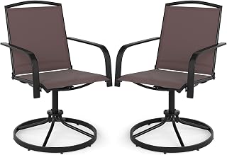 COSTWAY Gartenstühle drehbar 2er Set, Drehstühle bis 150 kg belastbar
