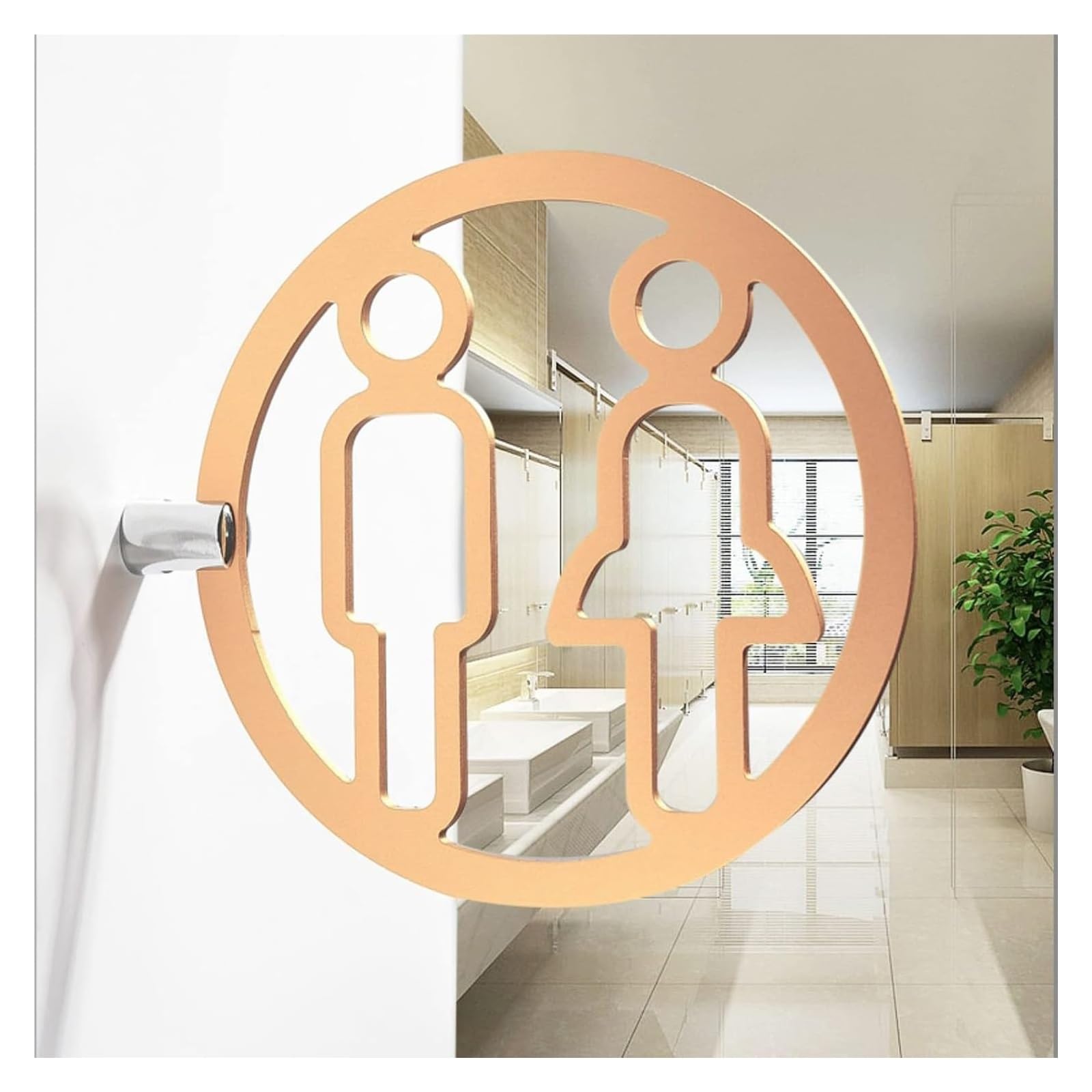 Carteles para aseos, Letrero redondo for baño de hombres y mujeres, decoración aleación aluminio