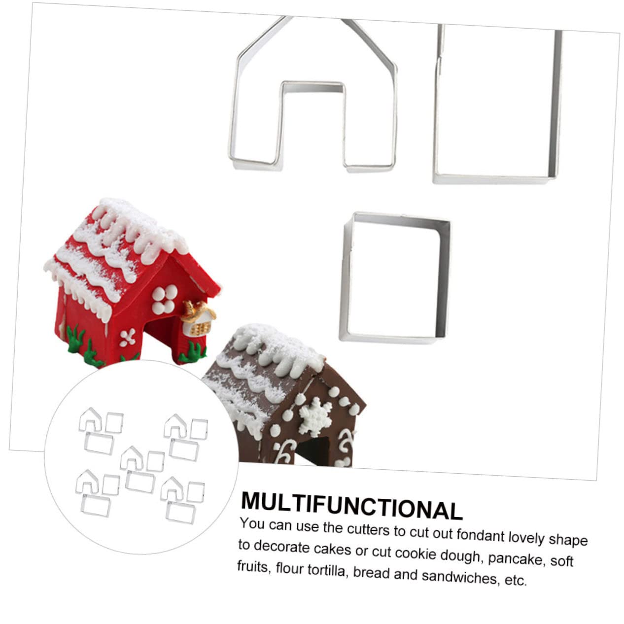 Zerodeko 5ensembles Forme De Maison Pain Épices Pour Noël Moule à Biscuits De Pâtisserie Emporte Noël