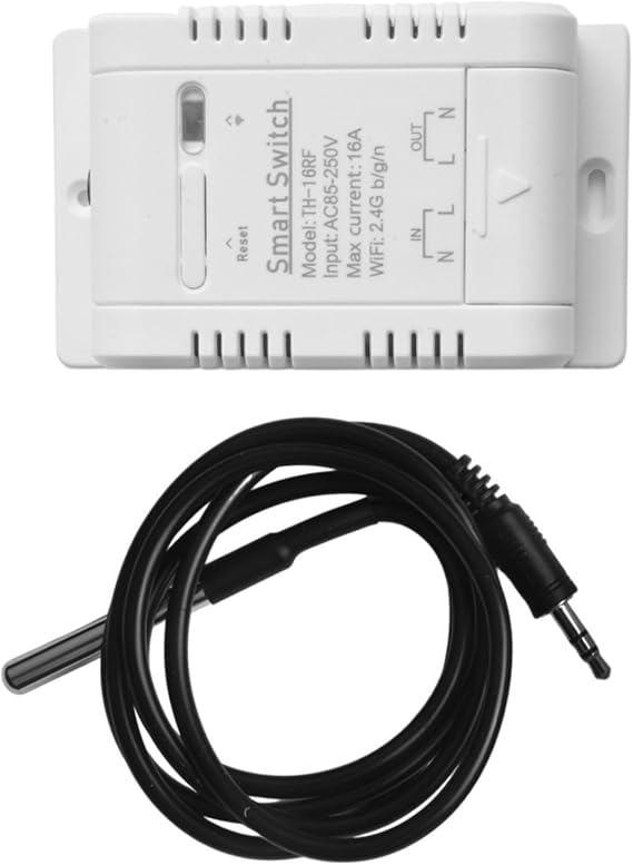 WiFi Temperature Controller Switch with Stainless Steel Probe, 16A 3000W, Real-Time Monitoring & for Auto Mode for eWeLink App, Voice Control Compatible