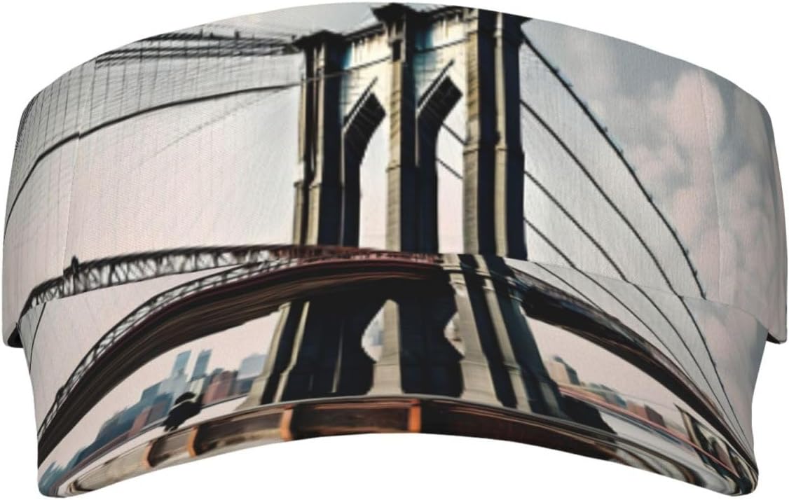 Brooklyn Bridge s Print Sports Sun Visor Men Women Lightweight Cooling Stretchy Visor Hat for Running, Tennis, Golf Black
