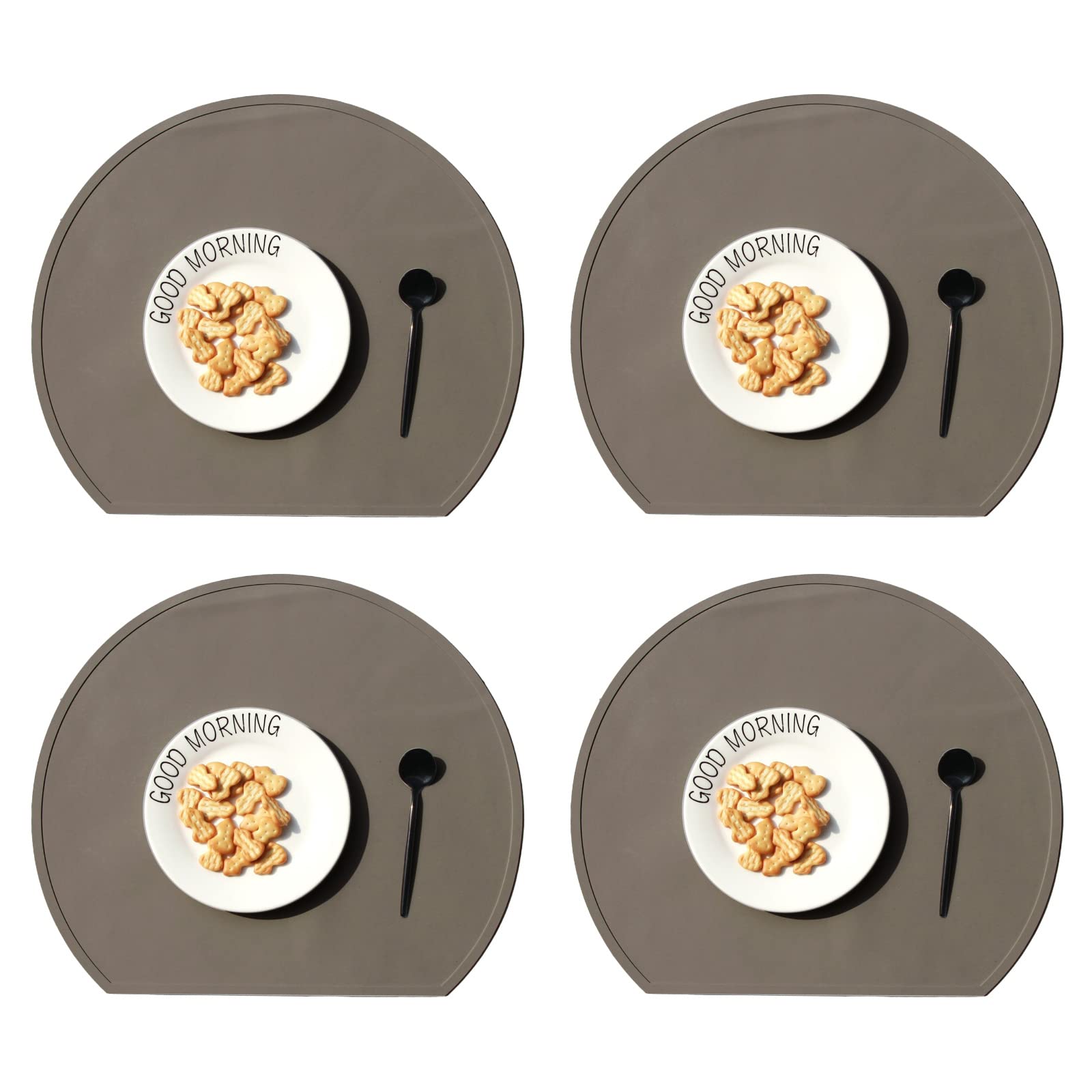 Set de table en silicone antidérapant et imperméable qui passe au lave-vaisselle x4