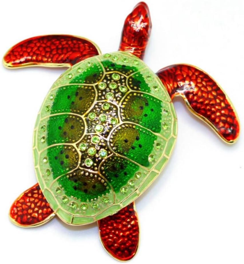 Sea Turtle Trinket Box turtle Figurines Hinged Jewelry Boxes Jewelry Ring Box Earrings Organizer Gifts Home Decor (Green)