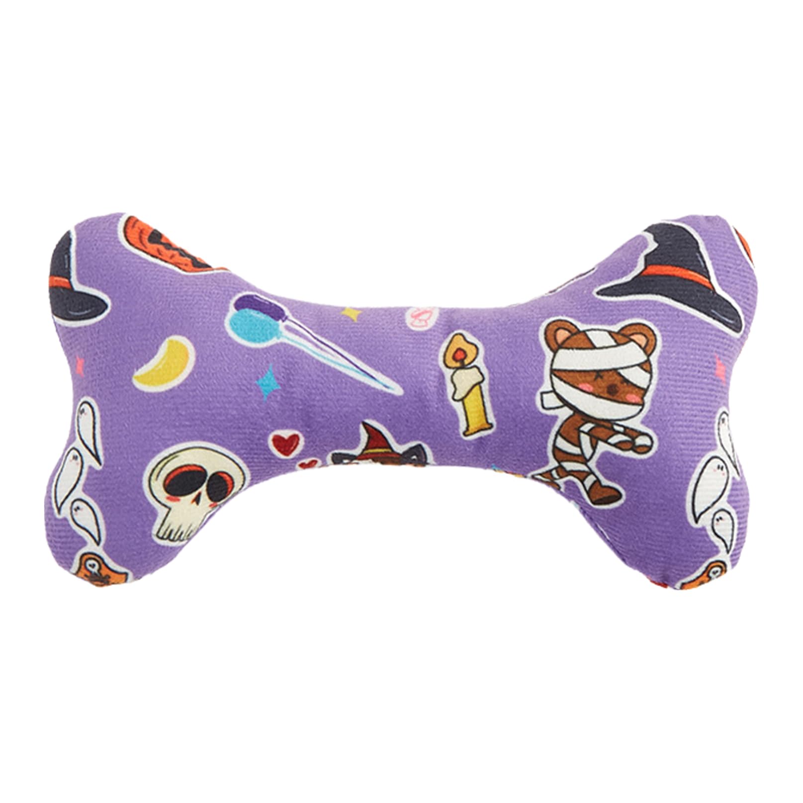 iiniim Funny Halloween Squeaky Toys for Dogs Bone Shaped Plush Interactive Dog Toys with Squeakers for Small Medium