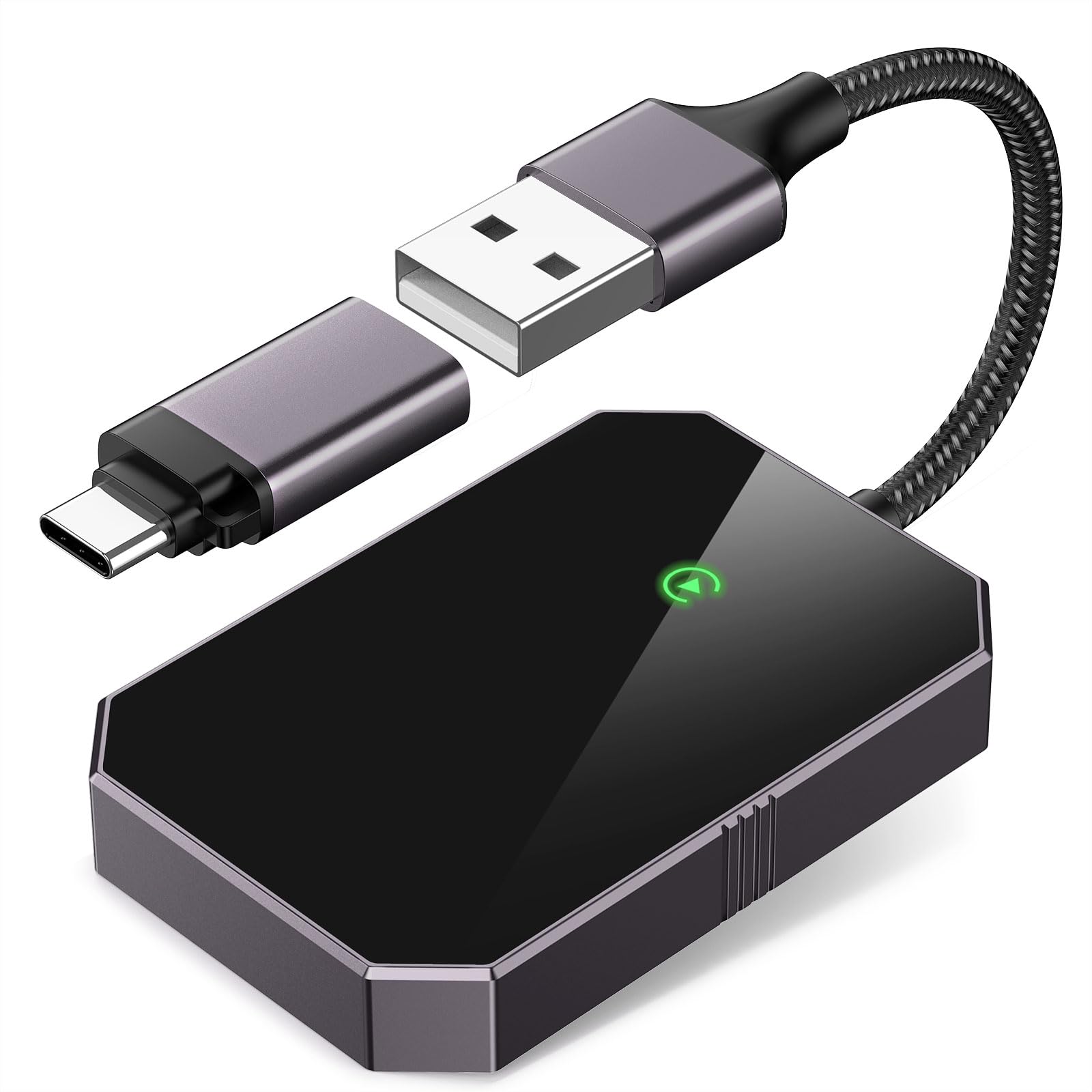 Bluetooth Apple Wireless Carplay Adapter Converts Factory Wired Carplay to Wireless Plug and Play Fast and Stable Link No Latency for Apple iPhone iOS 10 and Above (Black)