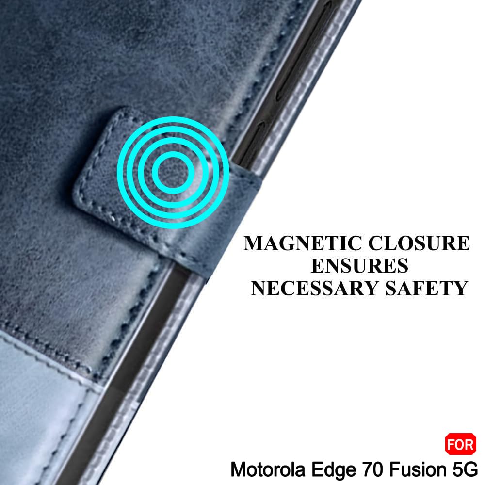 TheGiftKart Flip Back Cover Case for Motorola Moto Edge 70 Fusion 5G | Dual-Color Leather Finish | Inbuilt Stand & Pockets | Wallet Style Flip Back Cover Case (Faux Leather, Blue & Sky) — Amazon image 5