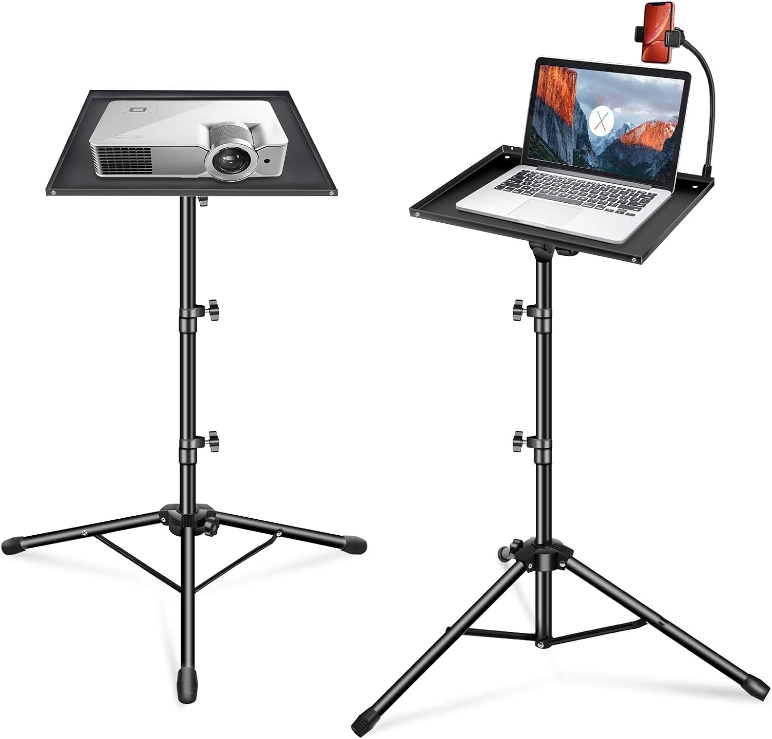 Yonader Laptop Projector Tripod Stand with Flexable Phone Stand, Adjustable Height 17 to 48 Inch