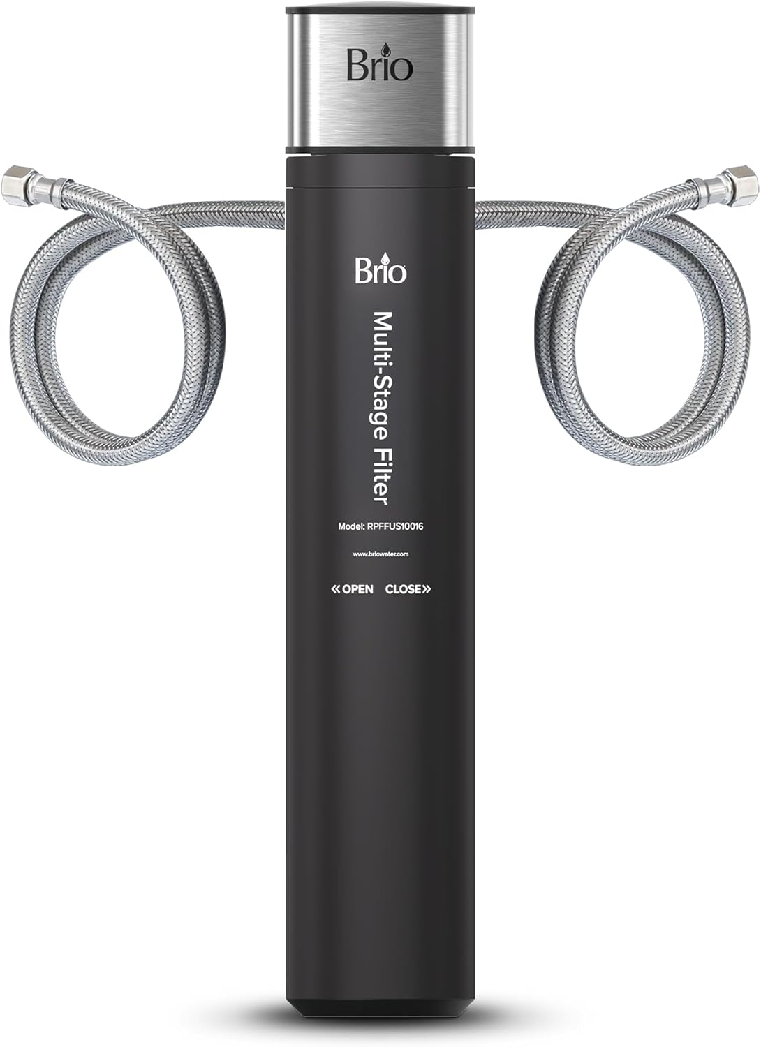 Brio 16" Under Sink Water Filter System for Kitchen & Bathroom Faucet | 3-Stage Single Housing 0.5 Micron Filters PFAS, Chlorine, Lead, Mercury+ | 15,000 Gallons/2 Years | NSF/ANSI 42 & 372 Certified