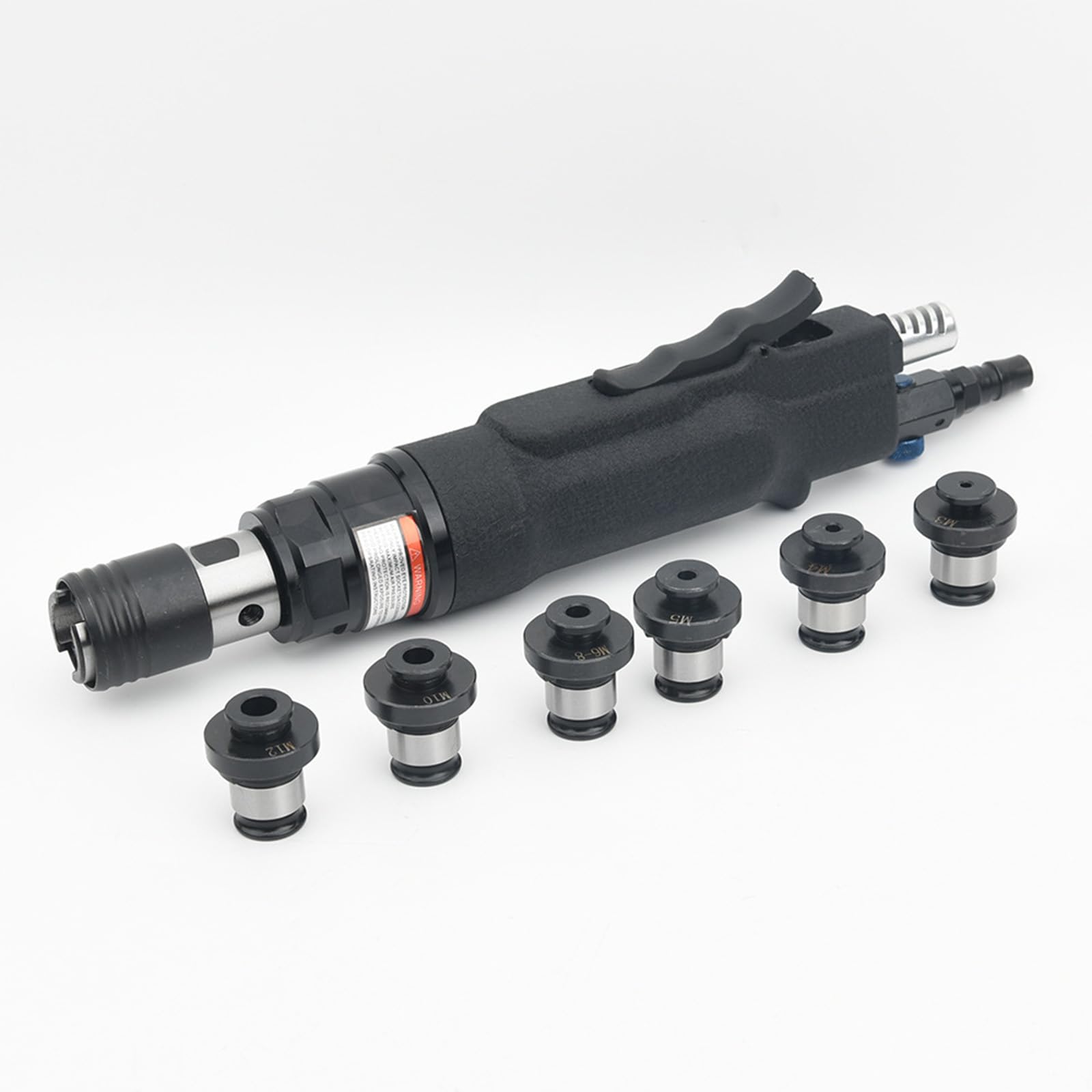 Roscadora Neumática M3-M12, Roscadora De Rosca para Taladro Neumático Portátil, 400 RPM, Entrada De Aire 1/4, Consumo Promedio De Aire 4 Cfm, Presión De Aire De Trabajo 6-8 Bar