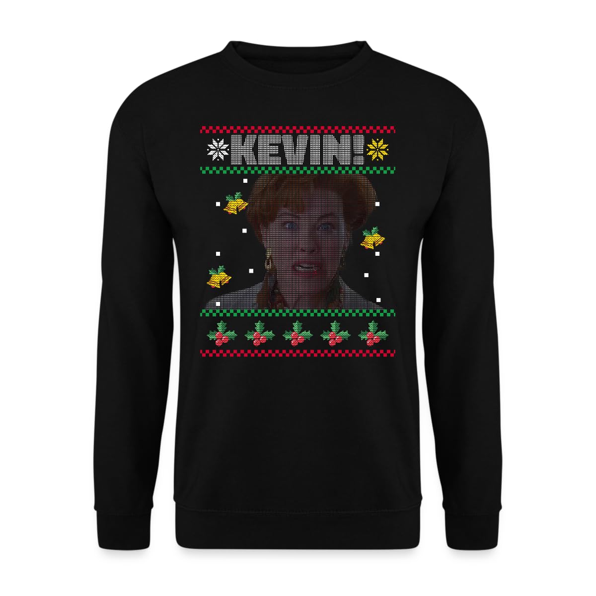Unibly Men's Black Kevin Home Alone - Christmas Ugly Sweater Christmas Jumper, Xl