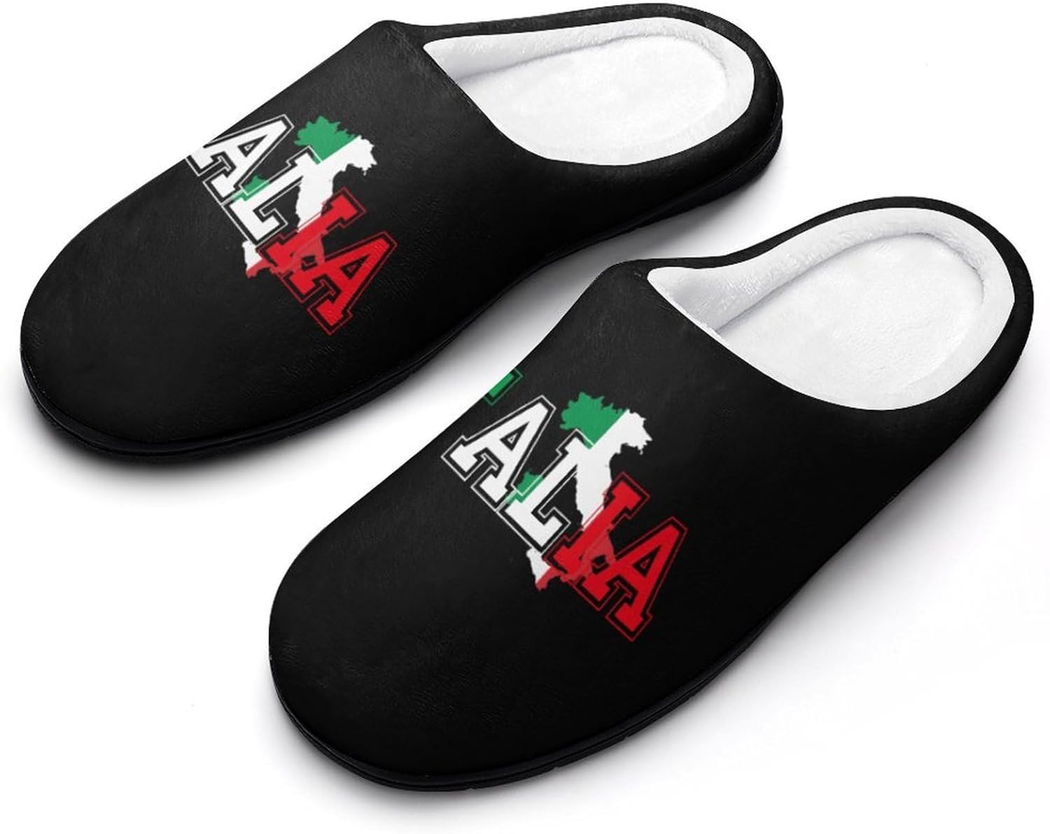 Italia Flag Colors Italia Map Women's House Slippers Memory Foam Warm Shoes Spa Rubber Sole Indoor Outdoor