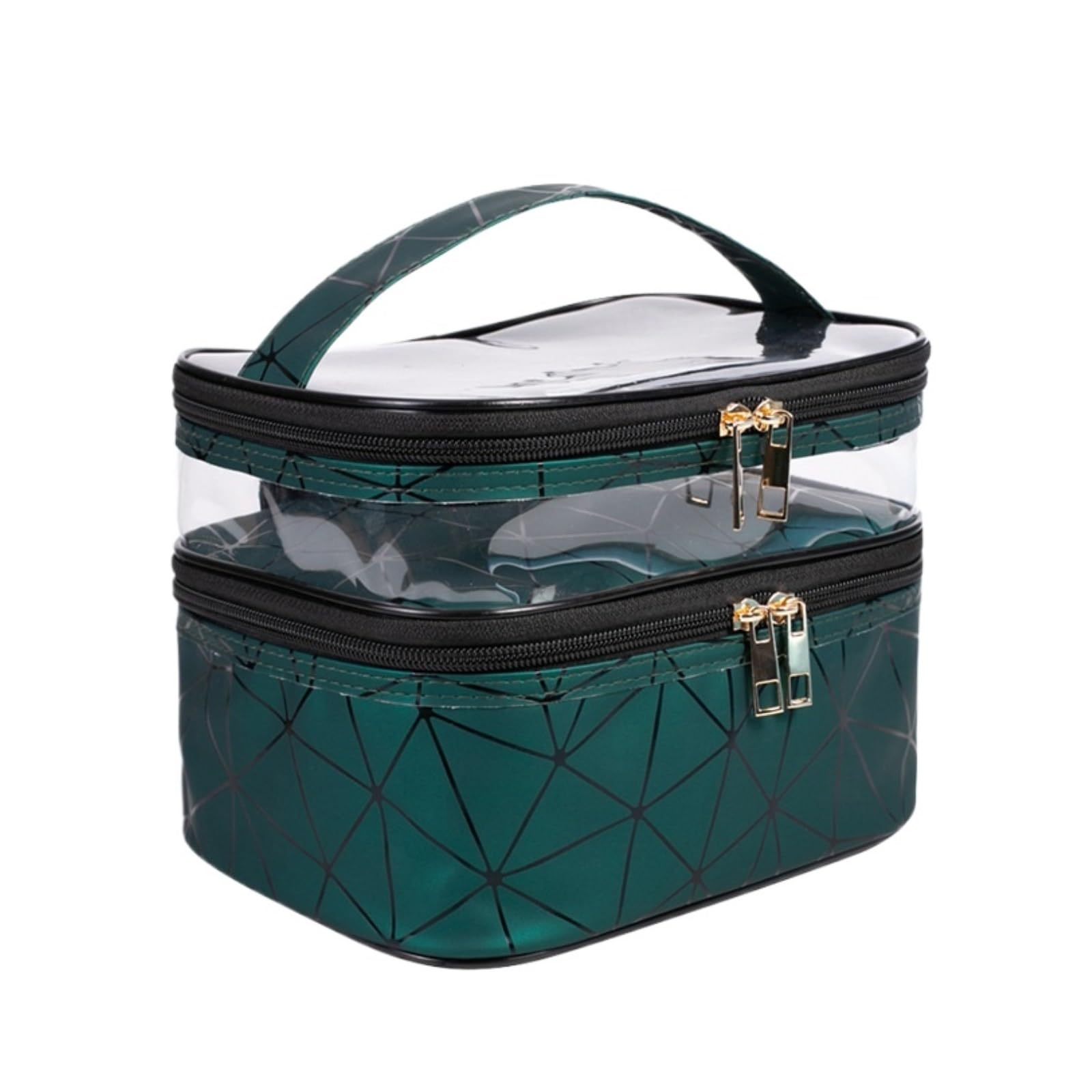 Beauty Case da Viaggio Borsa cosmetica trasparente a doppio strato Borsa cosmetica multifunzionale Borsa da toilette impermeabile portatile (Color : C, Size : 9 * 6.6 * 6.2IN)
