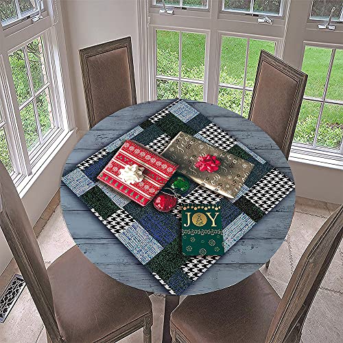 Morbuy Navidad Mantel Elastico Ajustable, Redondo Manteles Impermeables Antimanchas Lavable para Decoración Hogar Cocina Comedor Fiesta Cumpleaños Jardín (180cm,Pata de Gallo)