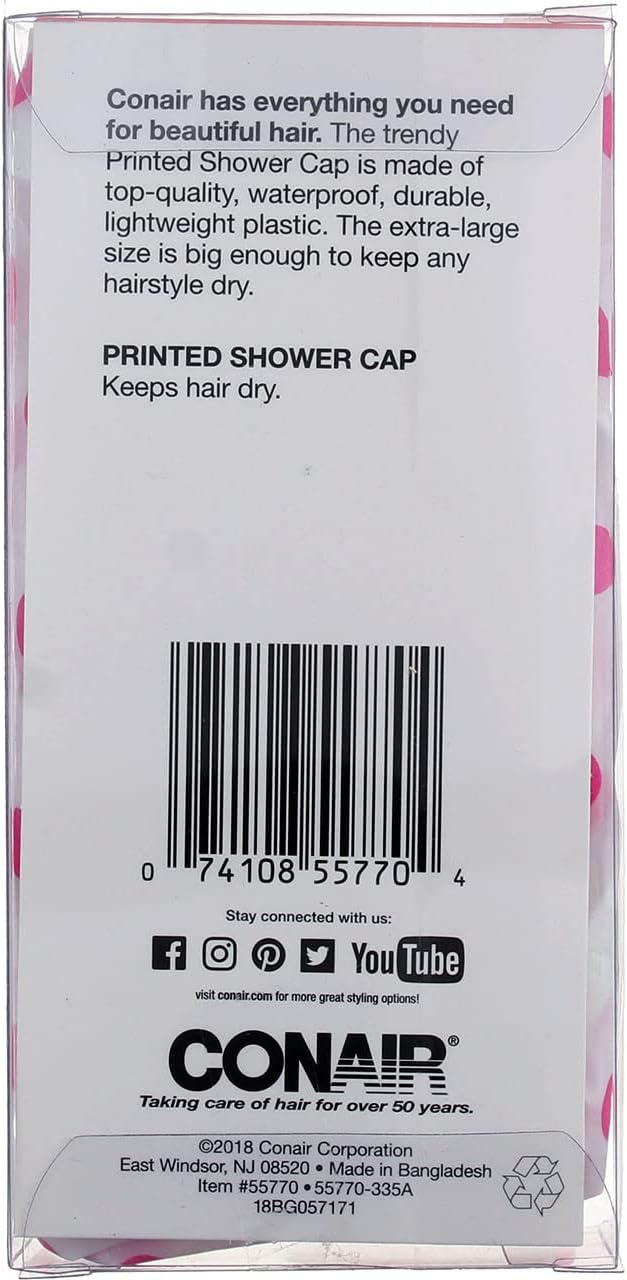 Extra Large Pink Polka Dot Waterproof Shower Cap