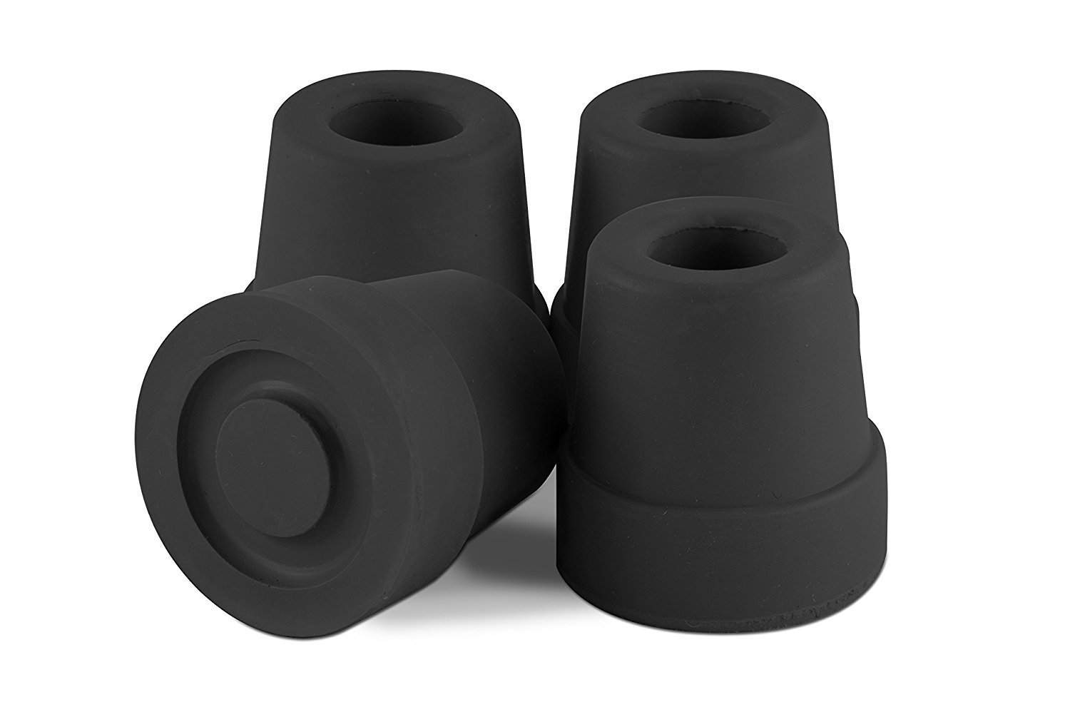 Essential Medical Supply Replacement Quad Cane Tips, Black, 1/2 Inch Black 0.5 Inch (Pack of 4) 1/2"