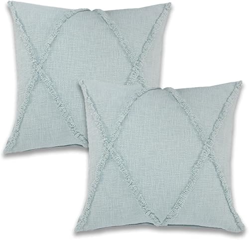 Trade AM Ox Bay Raquel - Juego de 2 fundas de almohada cuadradas de algodón natural