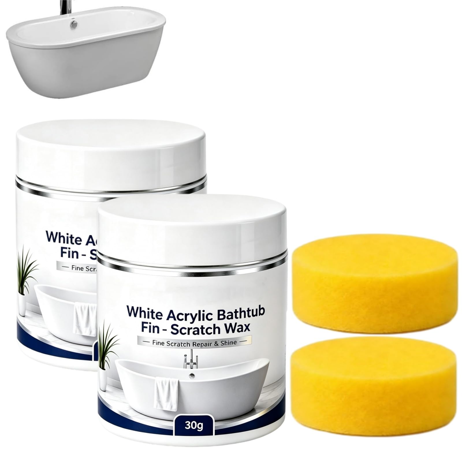 White Acrylic Bathtub Fine Scratch Repair Wax,White Repair Paint,30g (2PC)