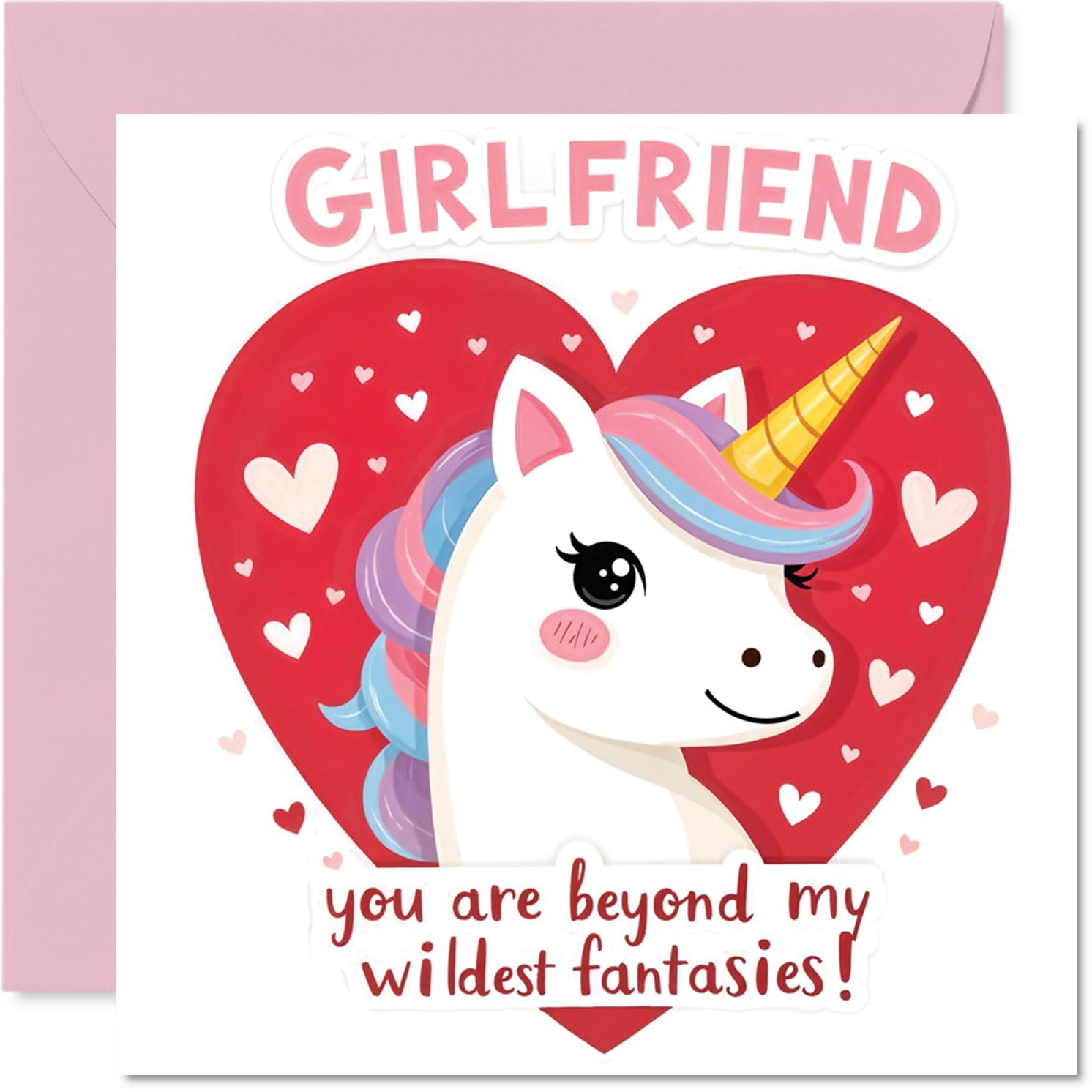 Funny Valentines Day Card - Unicorn Heart - Cheeky Happy Valentines Card for Women, 145mm Cute Humour Valentine Greeting Cards