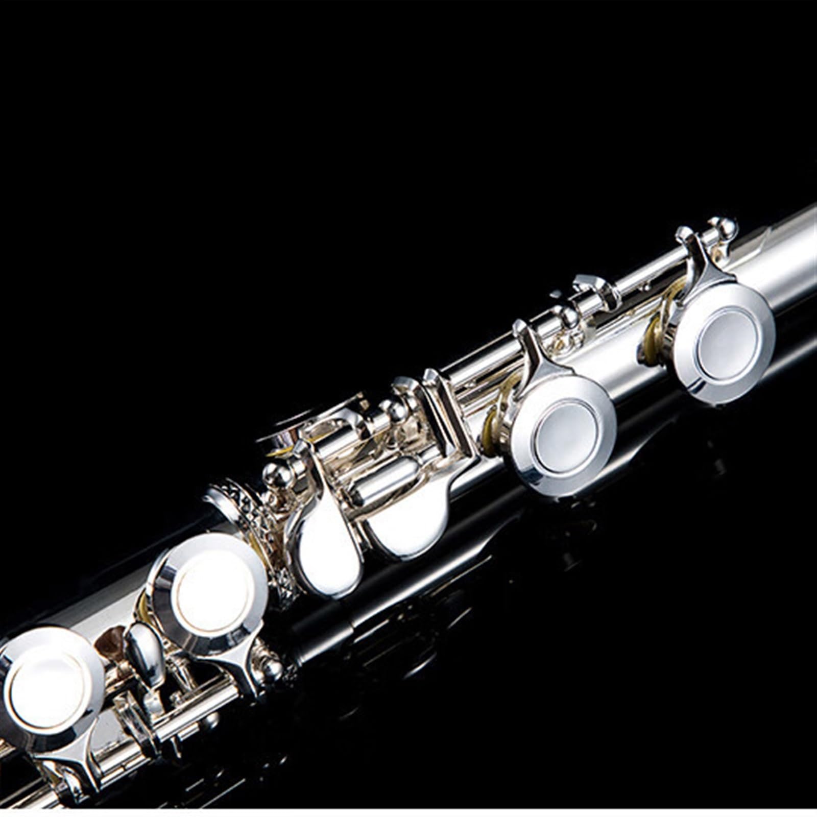 Flauto 16 Fori Aperti E Chiusi Argentati C-key E-key Curvo Tubo Curvo Doppia Testa(Closed)