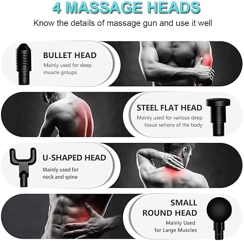 Miniatura 4 de Lozenge Mini Massage Gun Fascia Gun Deep Tissue Massage Gun USB Recharge 4 Massage Heads Travel Home Handheld Electric Massagers for Body Muscle