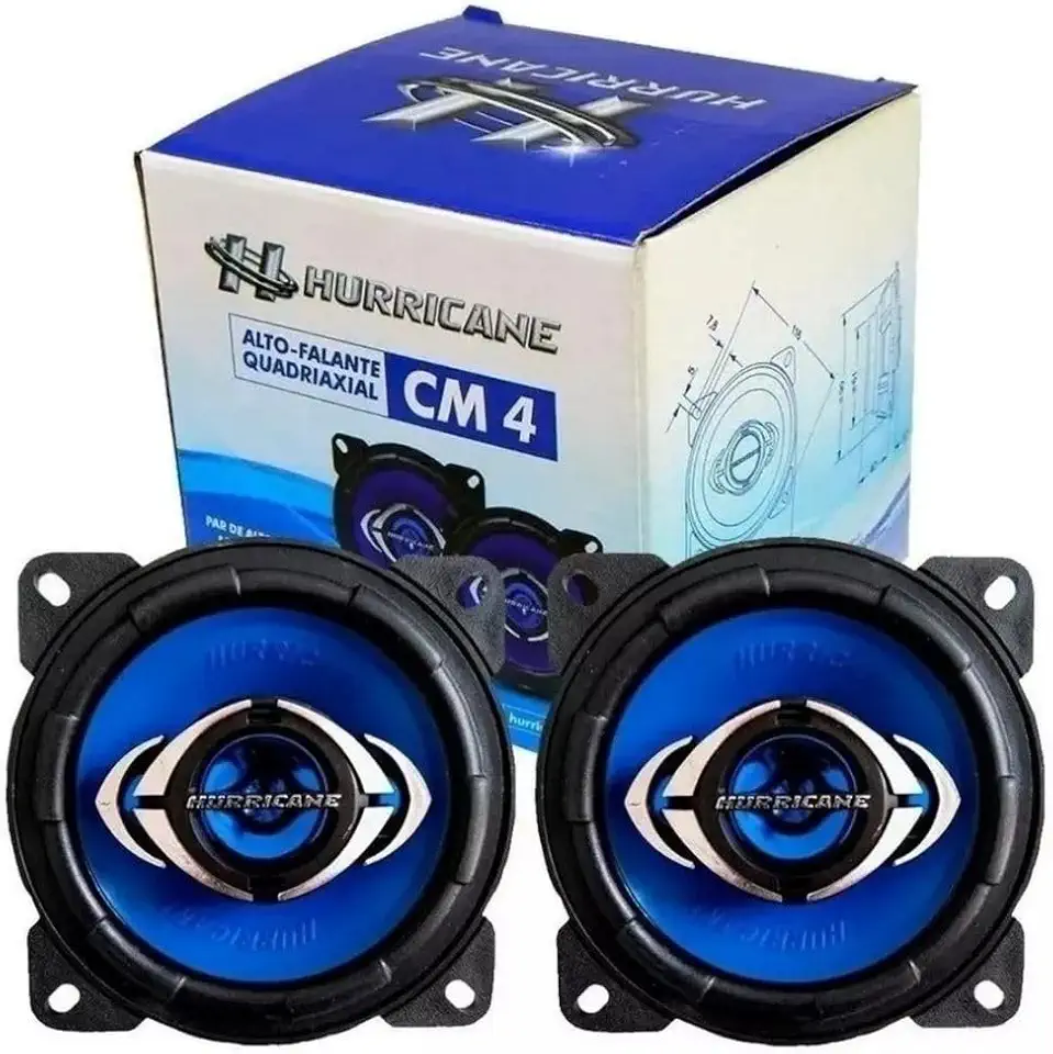 Par Alto Falantes Quadriaxial 4 Pol Azul Hurricane 55W Rms 4 Ohms