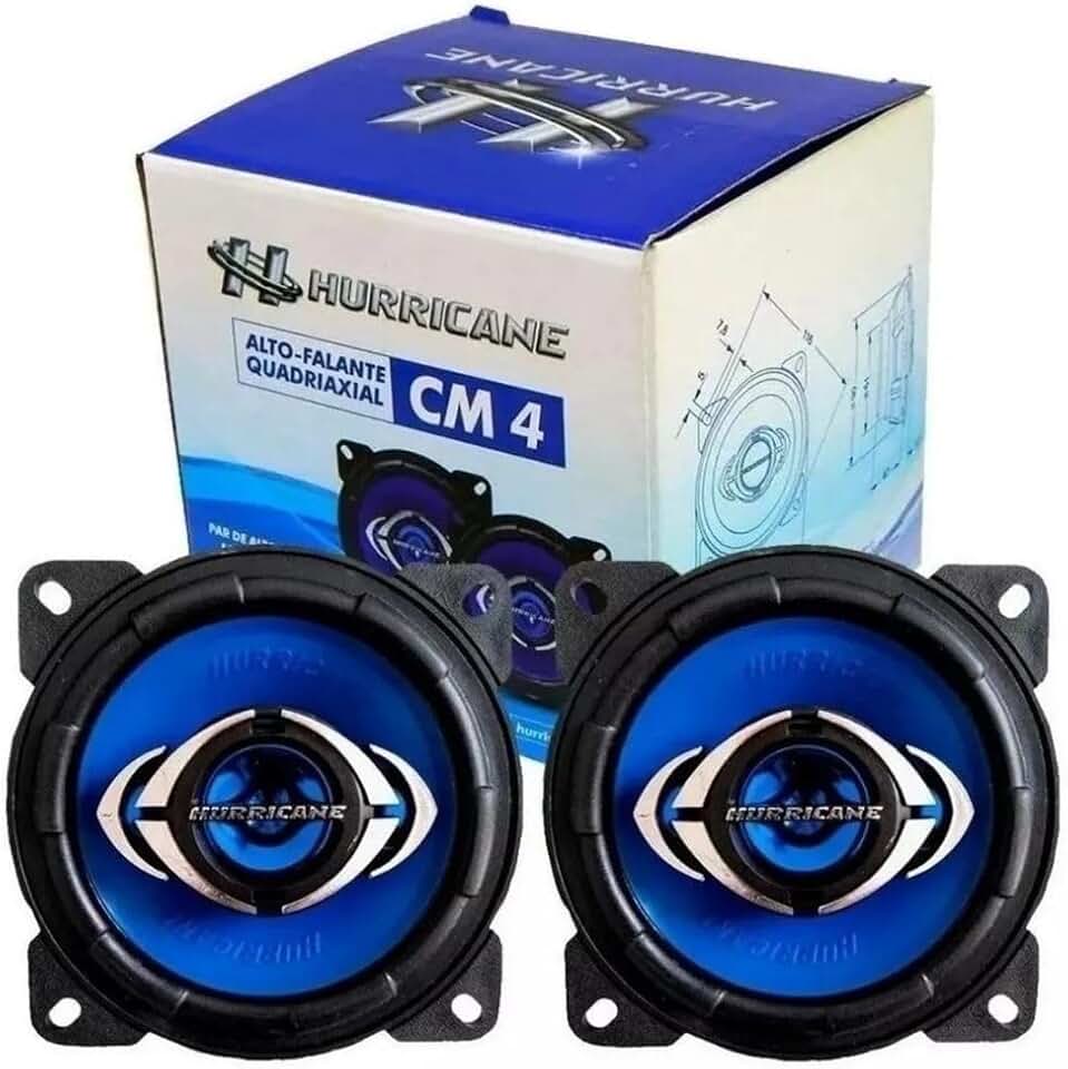 Par Alto Falantes Quadriaxial 4 Pol Azul Hurricane 55W Rms 4 Ohms