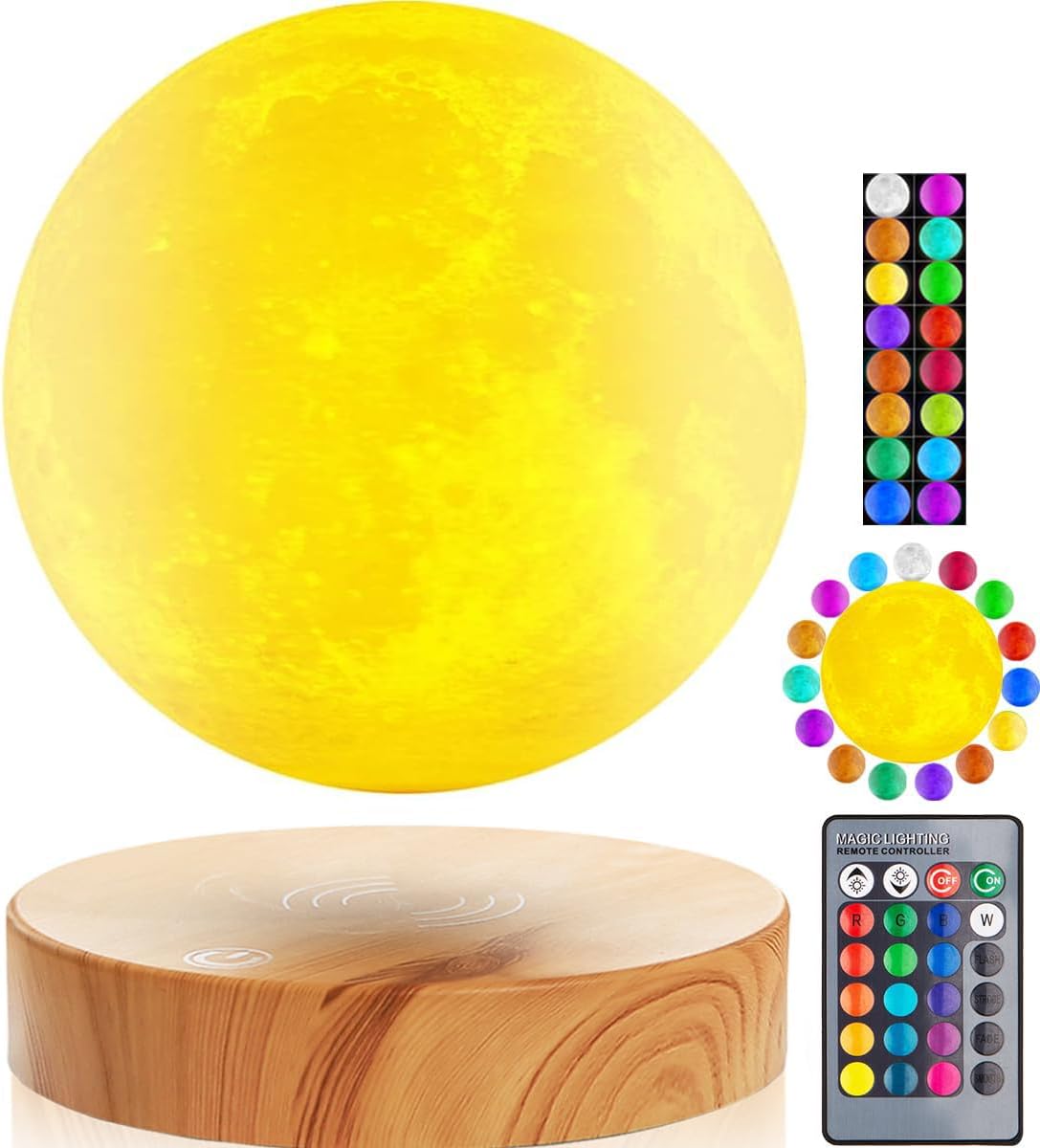 Levitating Moon Lamp -16 Colors & 20 Modes Magnetic Floating Moon Lamp, Night Light Unique Christmas Gifts for Father Mother Kids Lovers