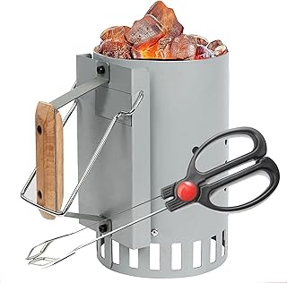 URJEKQ Démarreur de cheminée Pliable au Charbon de Bois avec poignée pour Barbecue à démarrage pour Griller Le Camping Panier d'allume-feu Allume-brûleur à Charbon