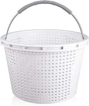 8" Pool Skimmer Basket Stainless Steel Handle Rubber Grip & Built in Weight