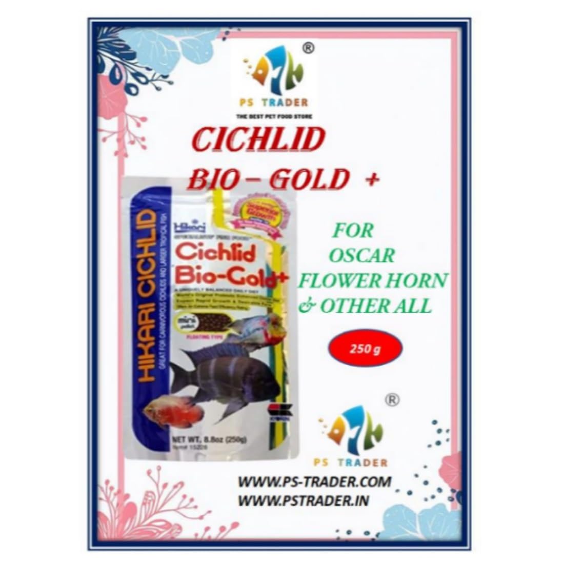 250 G Cichlid Bio-Gold Plus for Carnivorous & Larger Tropical Fish Food Med-Pellet,Adult