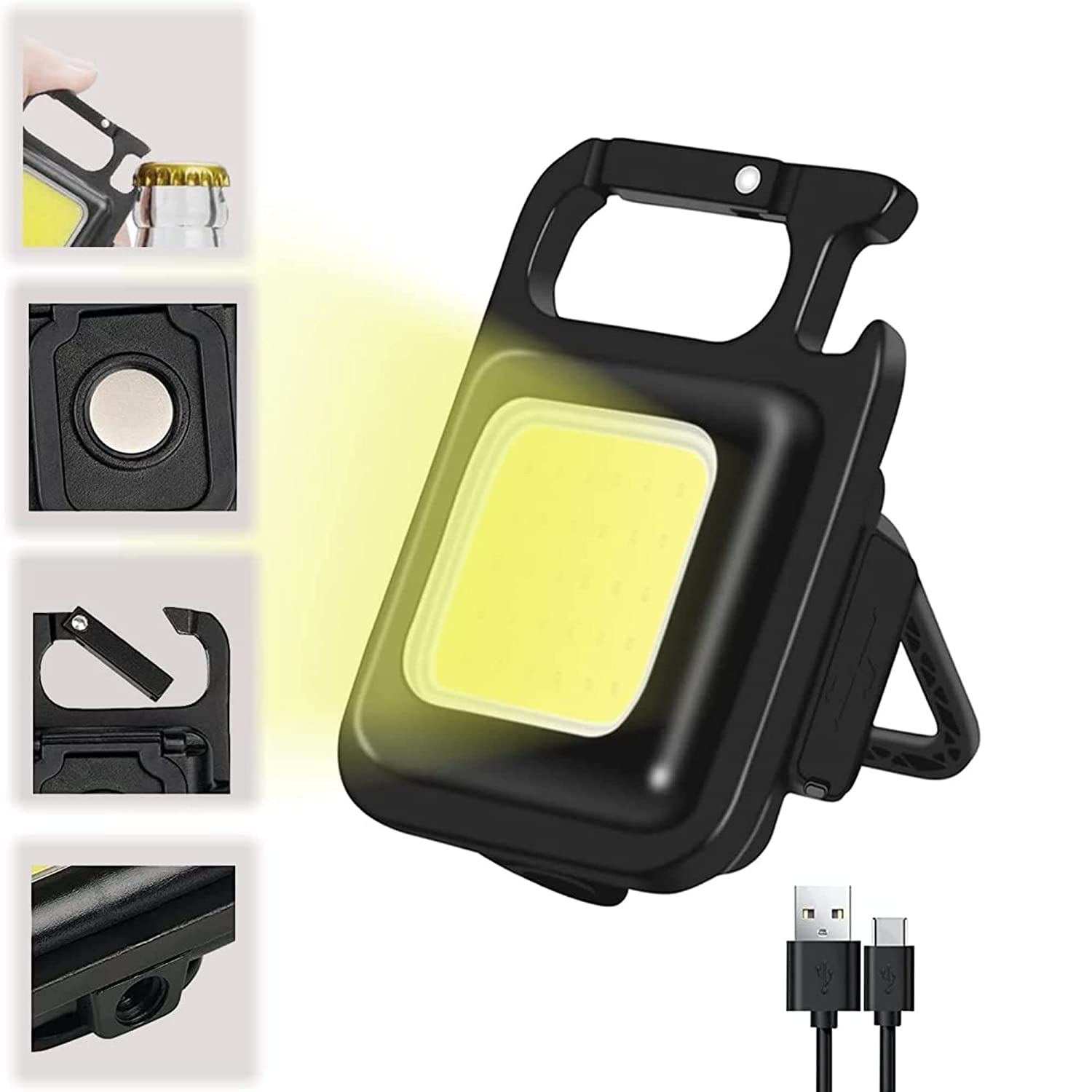 SHOPPOSTREET Keychain Led Light with Bottle Opener, Magnetic Base and Folding Bracket, Mini COB 1000 Lumens Rechargeable Emergency Light for Fishing, Walking, Outdoors and Camping (COB-B02) (B0BLYRLMNH) Amazon Price History, Amazon Price Tracker