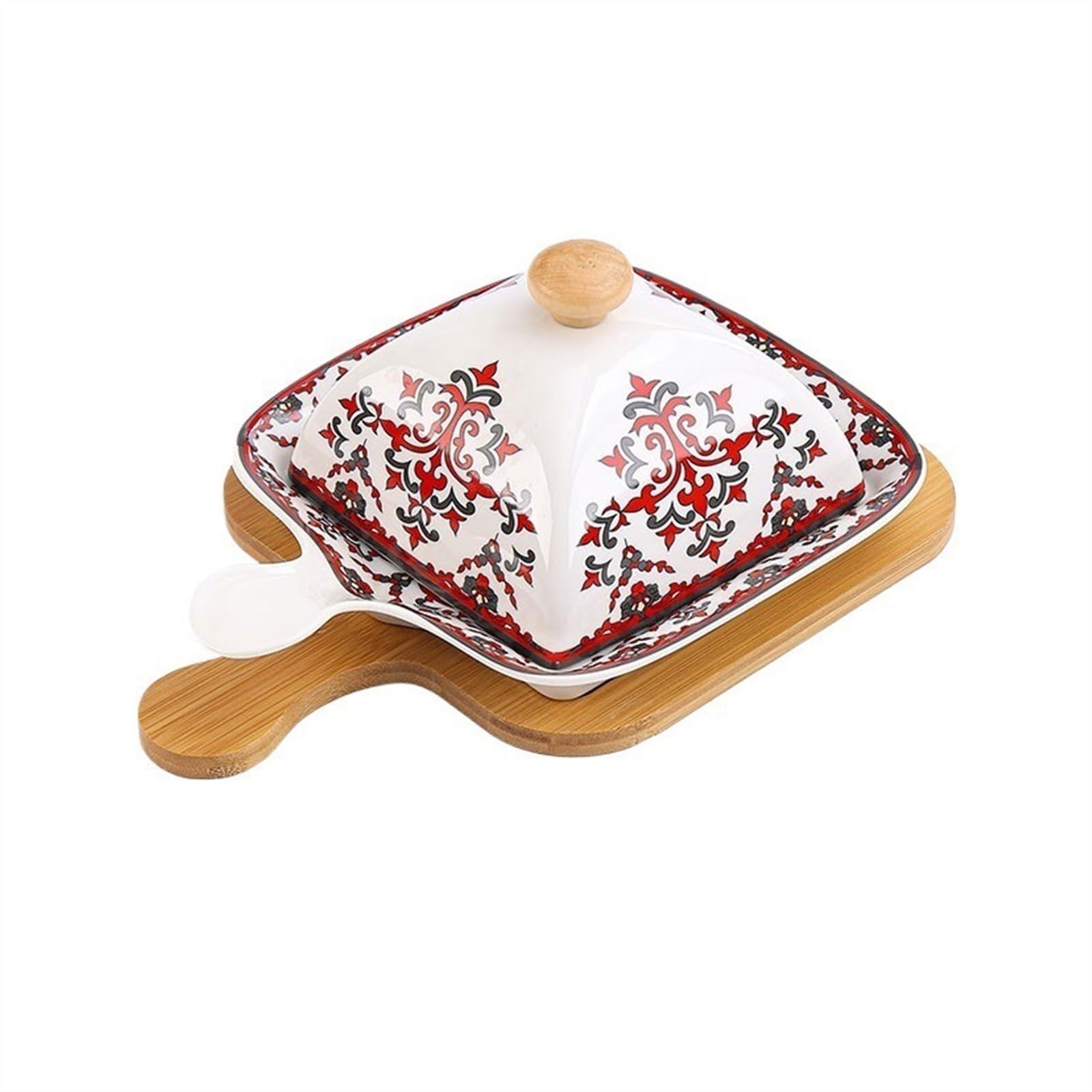 Baking Dish طبق أرز مخبوز، طبق فرن الميكروويف مع غطاء، صينية خبز سيراميك، طبق الجبن، طبق الزبدة، أطباق تجارية Lasagne Dish(Red)