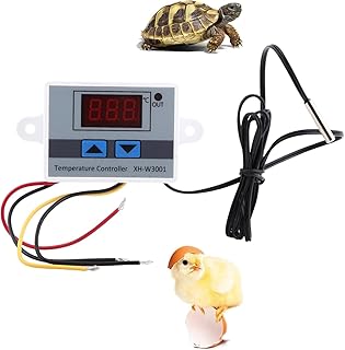 Digitaler Temperaturregler Thermostat, Reptilien Terrarium Heizung, Intelligentes LED Schaltmodul mit Sonde, Hohe Präzision ±0.5°C, 220V für Wärmematte & Inkubator