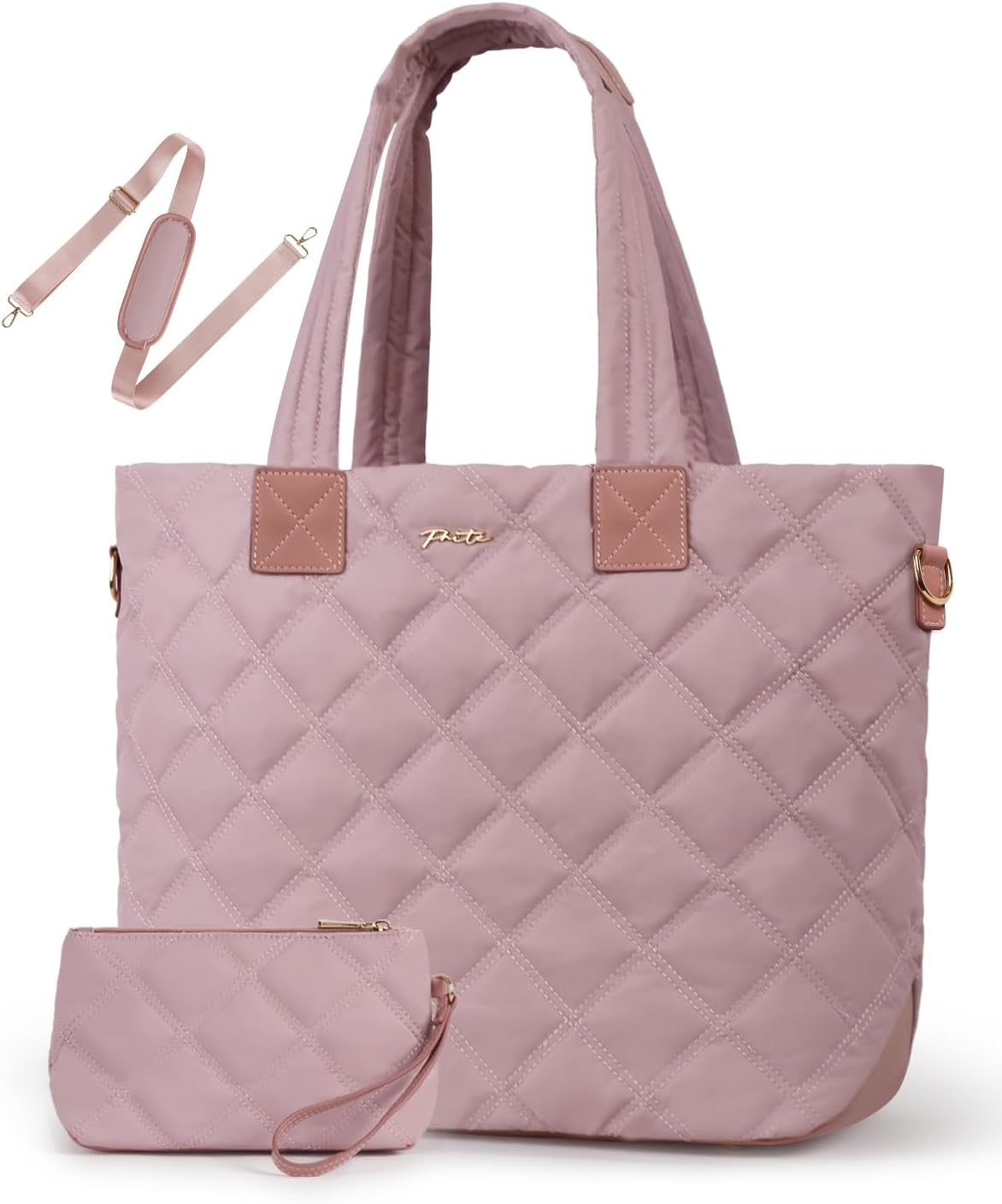 Prite Tote Bag for Women Lightweight Puffer Tote with Compartment Quilted Work Bag