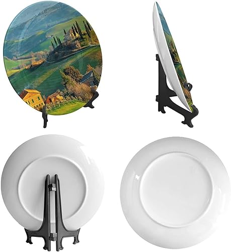 Miniatura 6 de Toscana Italia - Plato decorativo de cerámica, plato decorativo liso amarillo con soporte, adorno de cerámica utilizado para exhibir cocina,
